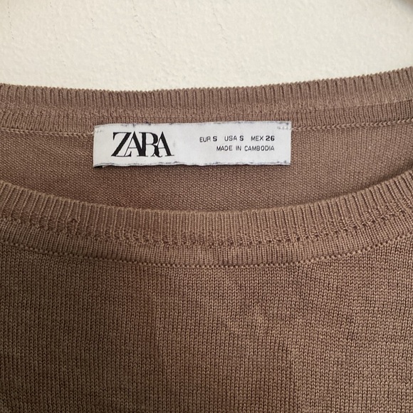 Zara taupe thin sweater, slight high low style, S - Picture 2 of 8